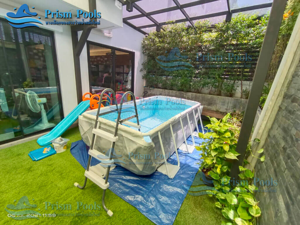รีวิวติดตั้ง สระว่ายน้ำ Intex 10 ฟุต Prism Rectangular รหัส 26784 - 119