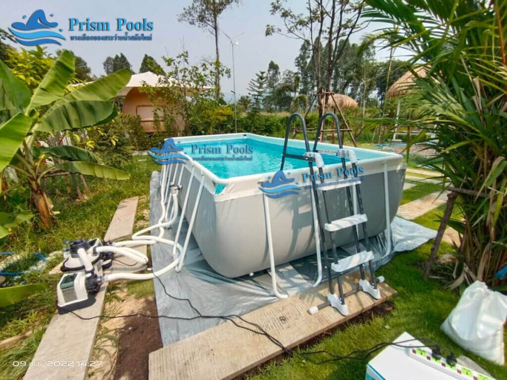 ติดตั้ง สระว่ายน้ำ INTEX 16 ฟุต Prism Rectan สระว่ายน้ำสำเร็จรูป รุ่น 26792 - 94