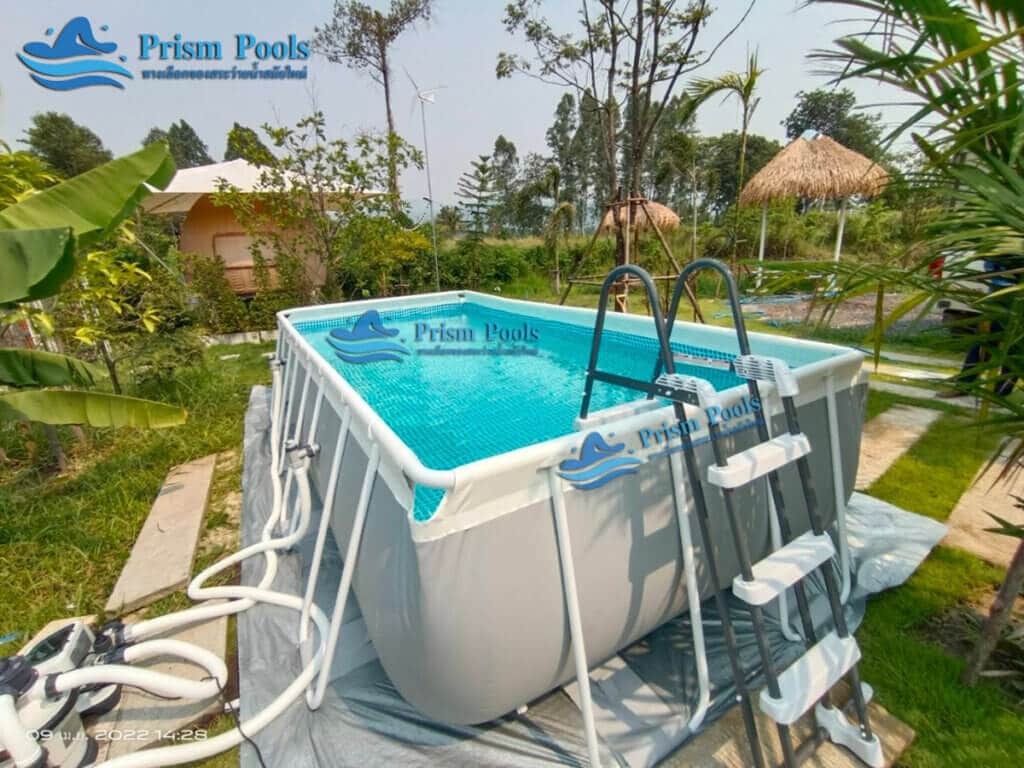 ติดตั้ง สระว่ายน้ำ INTEX 16 ฟุต Prism Rectan สระว่ายน้ำสำเร็จรูป รุ่น 26792 - 95
