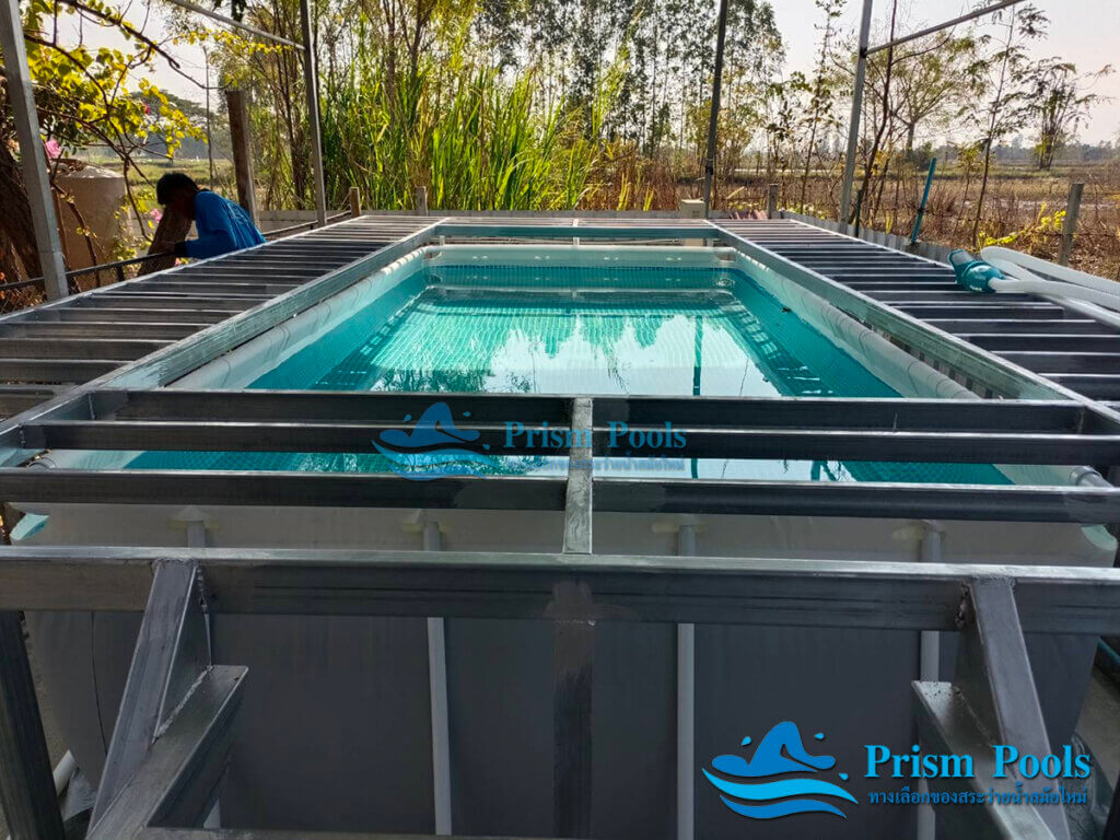 ติดตั้ง สระว่ายน้ำ INTEX 16 ฟุต Prism Rectangular สระว่ายน้ำสำเร็จรูป รุ่น 26792 - 282