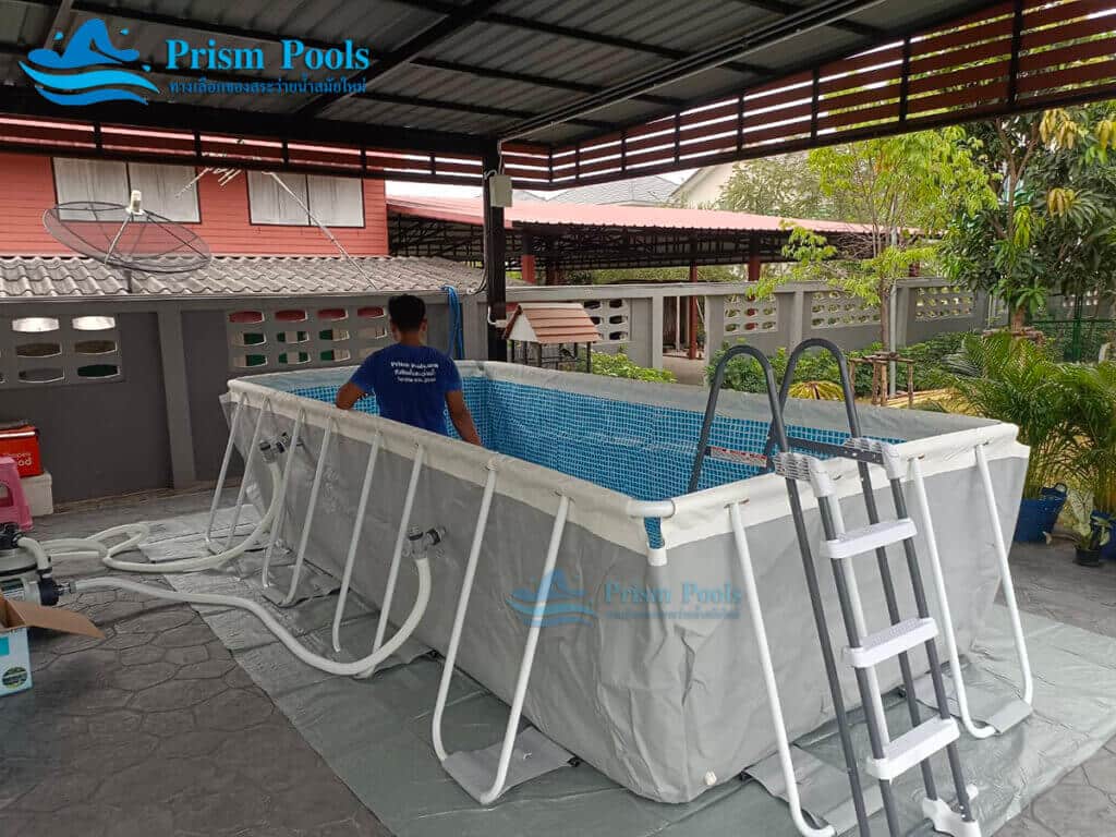 ติดตั้ง สระว่ายน้ำ INTEX 16 ฟุต Prism Rectangular สระว่ายน้ำสำเร็จรูป รุ่น 26792 - 407